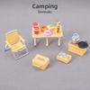 Mini Camping Picnic Set Multicolors Folding Chair  Doll House Accessories