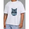 Wolf Head Graphic T Shirt White Wolf Print Casual Wear for Men and Women Outdoor Adventure Streetwear Fashion Top