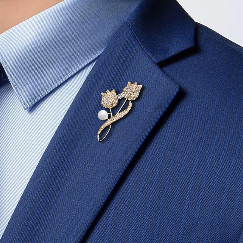 Жемчужный тюльпан Маленькие западные украшения Брошь одинарной строчкой Траурная брошь для женщин