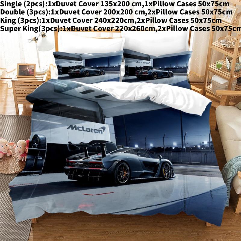 Постельный комплект с принтом спортивного автомобиля из фланелевого материала для комфортного сна подростка