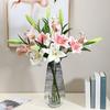 Искусственные цветы лилии с 3 головками в полном цвету, длинный стебель, ветка из искусственных цветов для свадебной вечеринки, букета, дома, отеля, офиса, сада, поделок, художественного декора