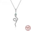 S925 Sterling Silver Snake Pendant Necklace Pave Setting CZ for Women Adjustable Chain Link Fine Jewelry Party Gift