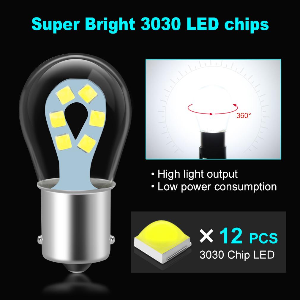 1156 BA15S P21W Led BAU15S PY21W 1157 BAY15D P21/5W BA15D Светодиодные лампы 12SMD 3030 Чипы Светодиодные авто Белый Автомобильный указатель поворота Лампа заднего хода Красный Желтый