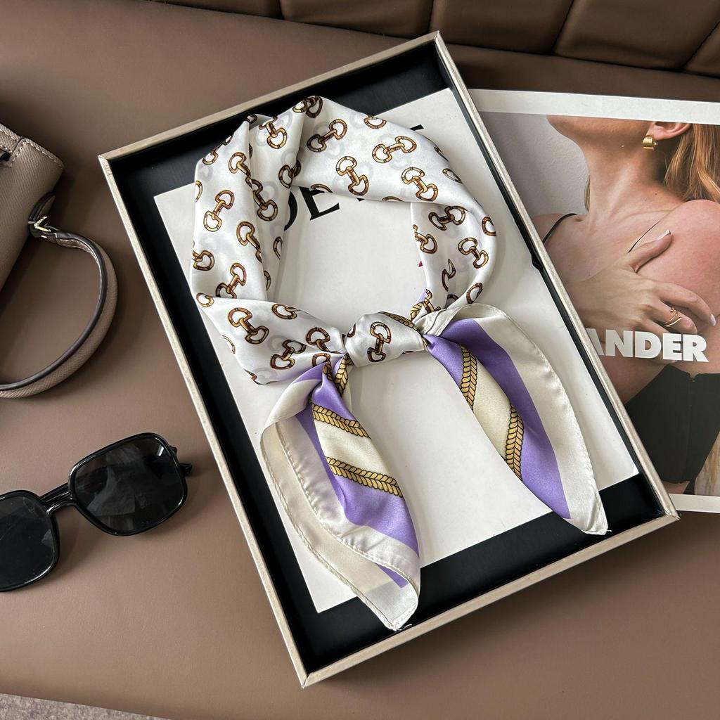 Шелковый шарф премиум-класса с принтом в корейском стиле - Универсальный модный аксессуар