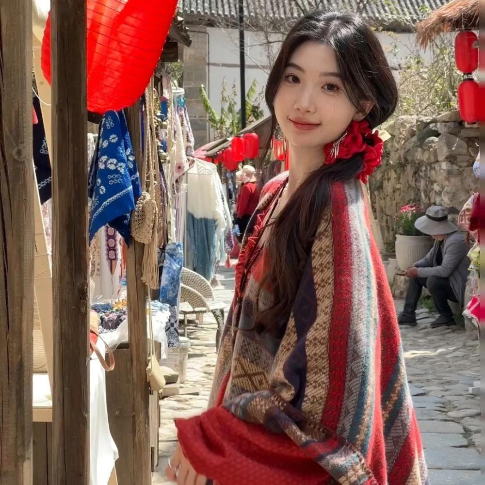 Этнический стиль Шарф Головной платок Защита от солнца Темперамент Кардиган Для женщин Леди Девушки