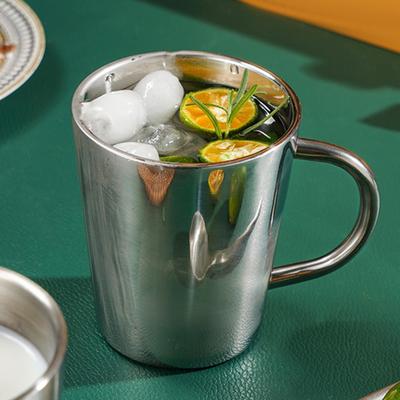 Кружка для кофе из нержавеющей стали с двойными стенками, удобная, 320 мл, практичная чашка для чая с ручкой