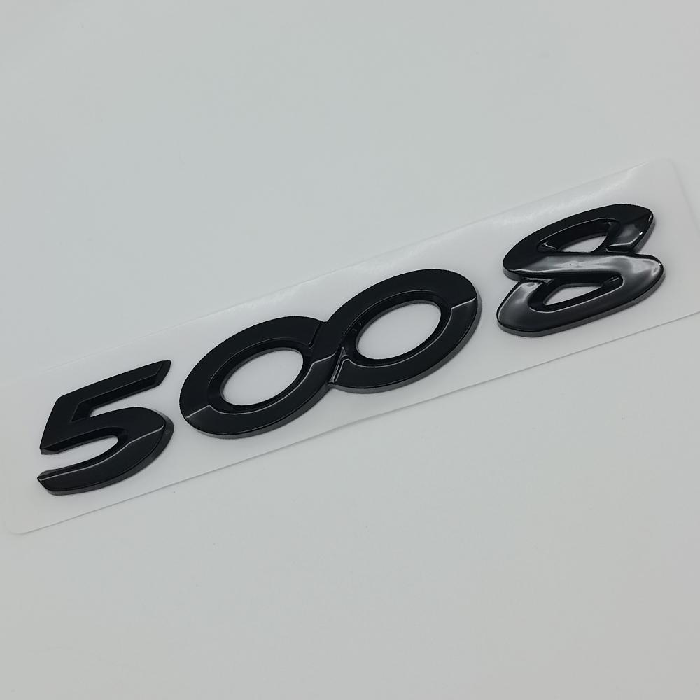 3D ABS Car Stickers Chrome Black Logo Letters 2008 3008 4008 5008 Emblem Badge For Peugeot Rear Trunk Sticker Decal Accessories