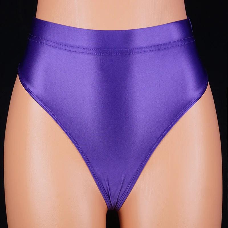Japan Style Women Sexy Thongs Shiny Smooth High Waist G-string Sexy T-Back Lingerie Thong UnderWear Satin Glossy Femme Tight