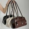 Korean Retro Large-Capacity Bowling Handbag with Small Pocket Design for Women