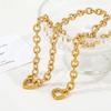Joolim Jewelry 18K Gold Plated Waterproof&No Fade Fashion Versatile Chunky Love Heart Buckle Necklace Stainless Steel Jewelry
