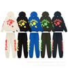 Mens Oversized Hooded Sweatshirt Jogger Set With Foil Letter Print Streetwear Cotton Fleece-Like Loop Fabric