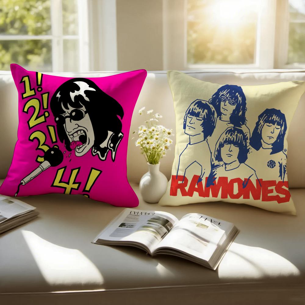 Band Punk RRamones Cushion Cover Pillowcase Antidustmite Invisible Zipper Short Plush Sofa Cushion