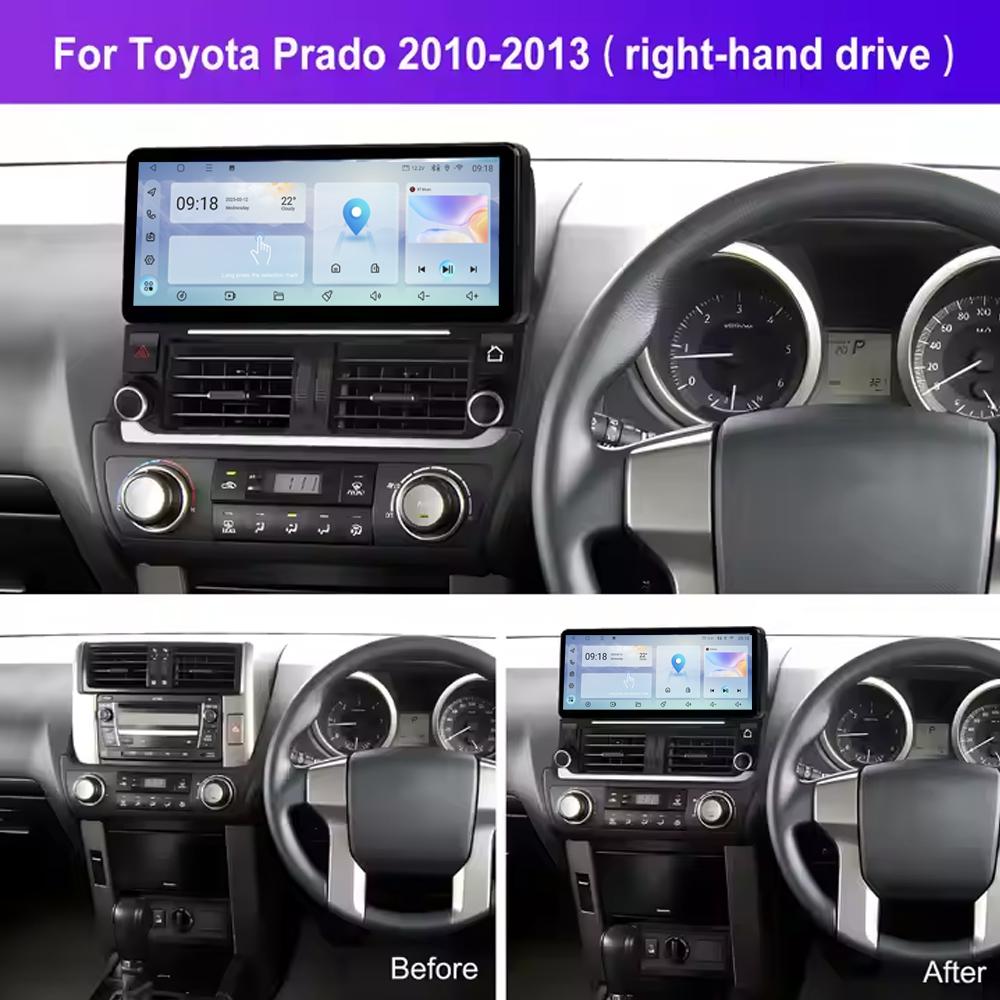 12,3-дюймовый сенсорный экран беспроводной Carplay для Toyota Prado 2010-2013 GPS-навигация Bluetooth 4G