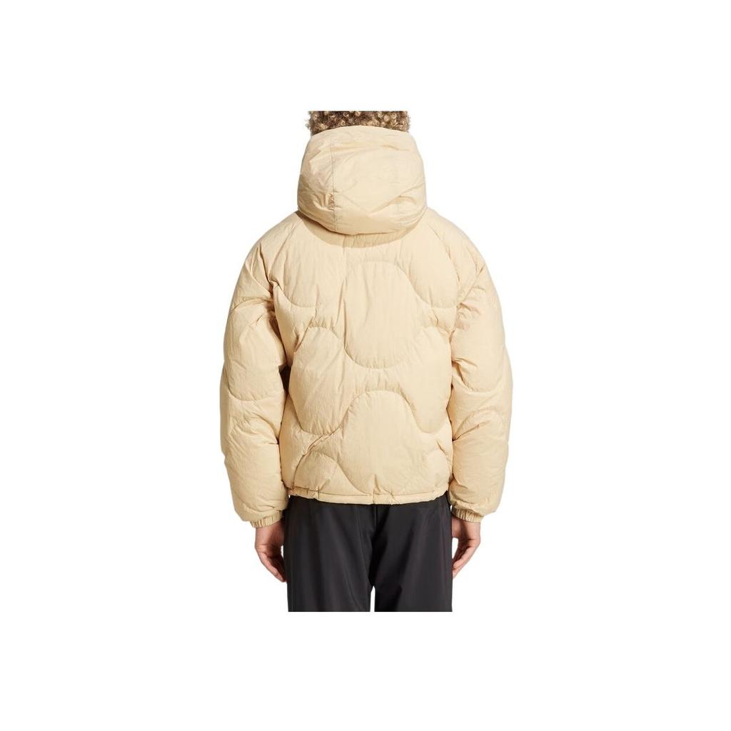 Adidas Однотонная свободная теплая куртка-пуховик с капюшоном и застежкой-молнией с длинными рукавами унисекс, верхняя одежда песочно-коричневого цвета JG5927
