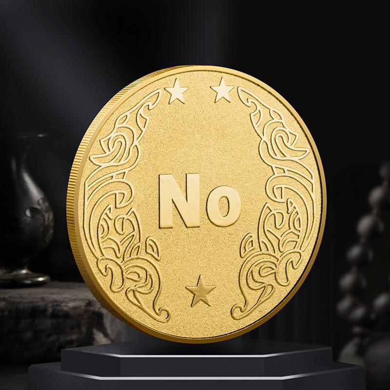 Монета диаметром 4 см. Да или нет. Принять решение. Памятный значок с покрытием. Монеты.