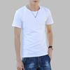 Summer Men T-shirt Round Neck V Neck Short Sleeve Solid Color Soft Breathable Thin Pullover Slim Fit Simple Style Casual Men Top