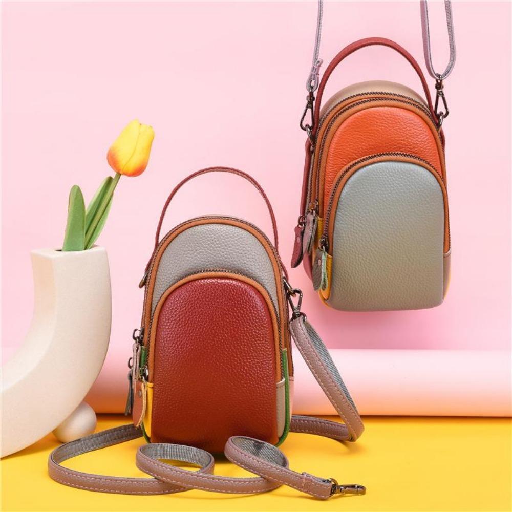 Women Handbag Color Genuine Leather Shoulder Bag Fashion Luxury Female Messenger Bag Designer Mini Mobile Phone Bags and Wallets