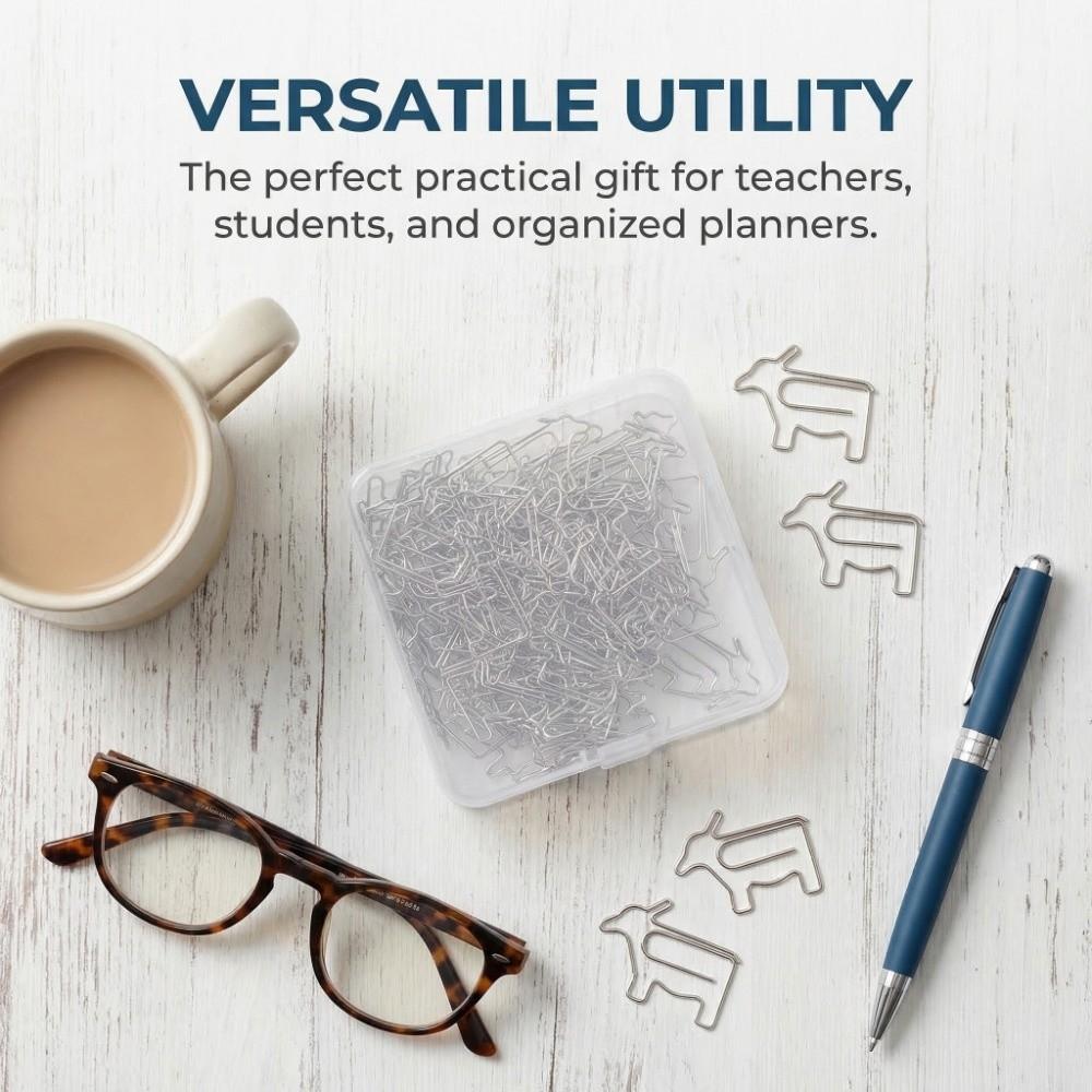 100PCS with Storage Box Cow Shaped Paper Clips Cow Shaped Cute Paper Clips Office Home