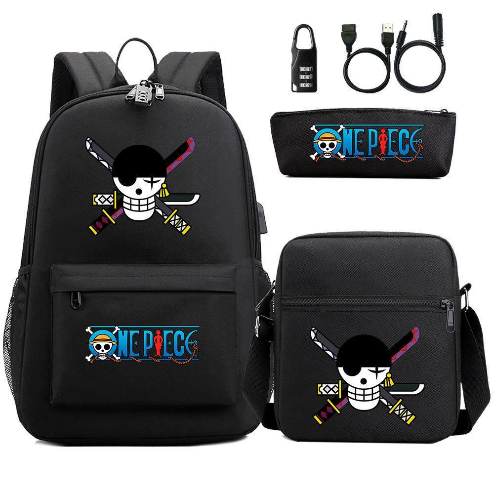 Riman ONE PIECE USB кодовый замок рюкзак студенческий школьный рюкзак сумка через плечо пенал набор из трех предметов для мужчин и женщин