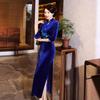 New autumn and winter cheongsam velvet improved long embroidered high-end performance clothes slim fit
