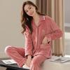 Pajamas Ladies Autumn Winter Winter Long Sleeve Thin Island Fleece Warm Coral Fleece Loungewear Winter Suit