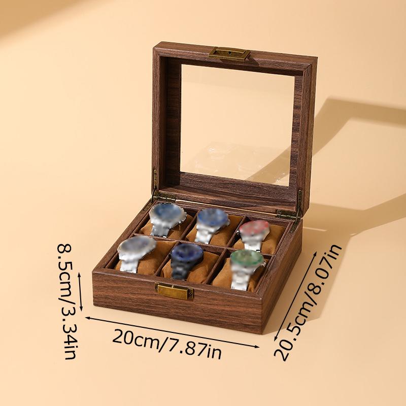 1 шт., винтажная деревянная коробка для хранения часов с несколькими отделениями, идеальный выбор для подарков, механическая шкатулка для часов в стиле ретро, 6 отделений