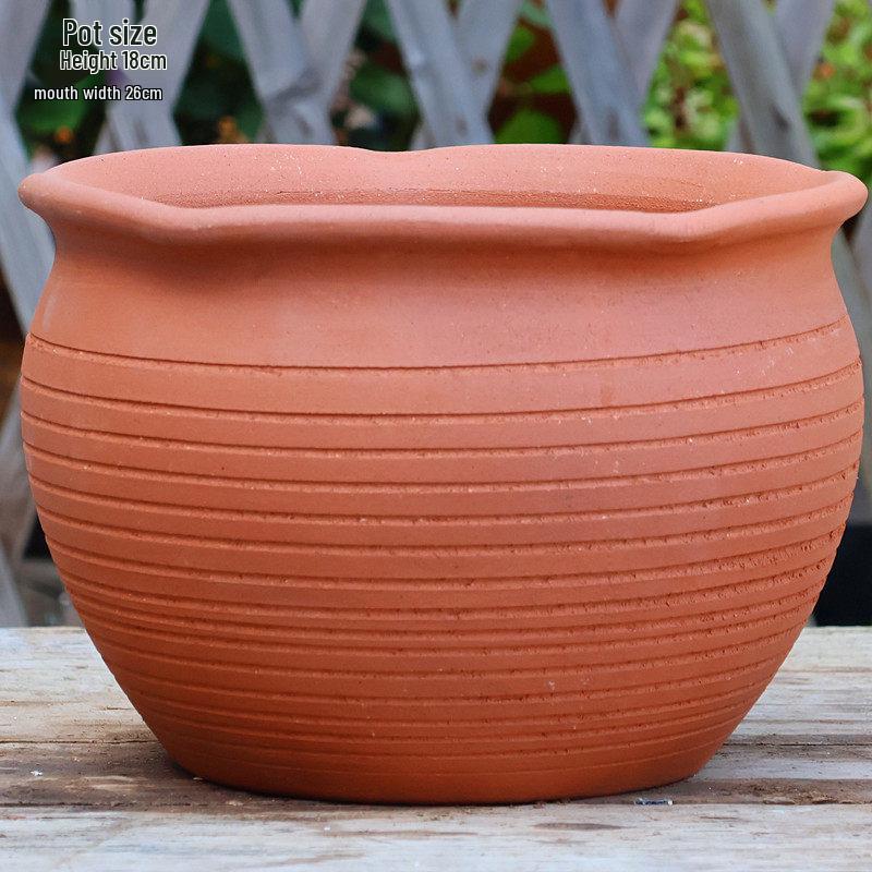Large Coarse Pottery Green Planter: Ceramic Flower Pot for Succulents, Orchids, and Plants