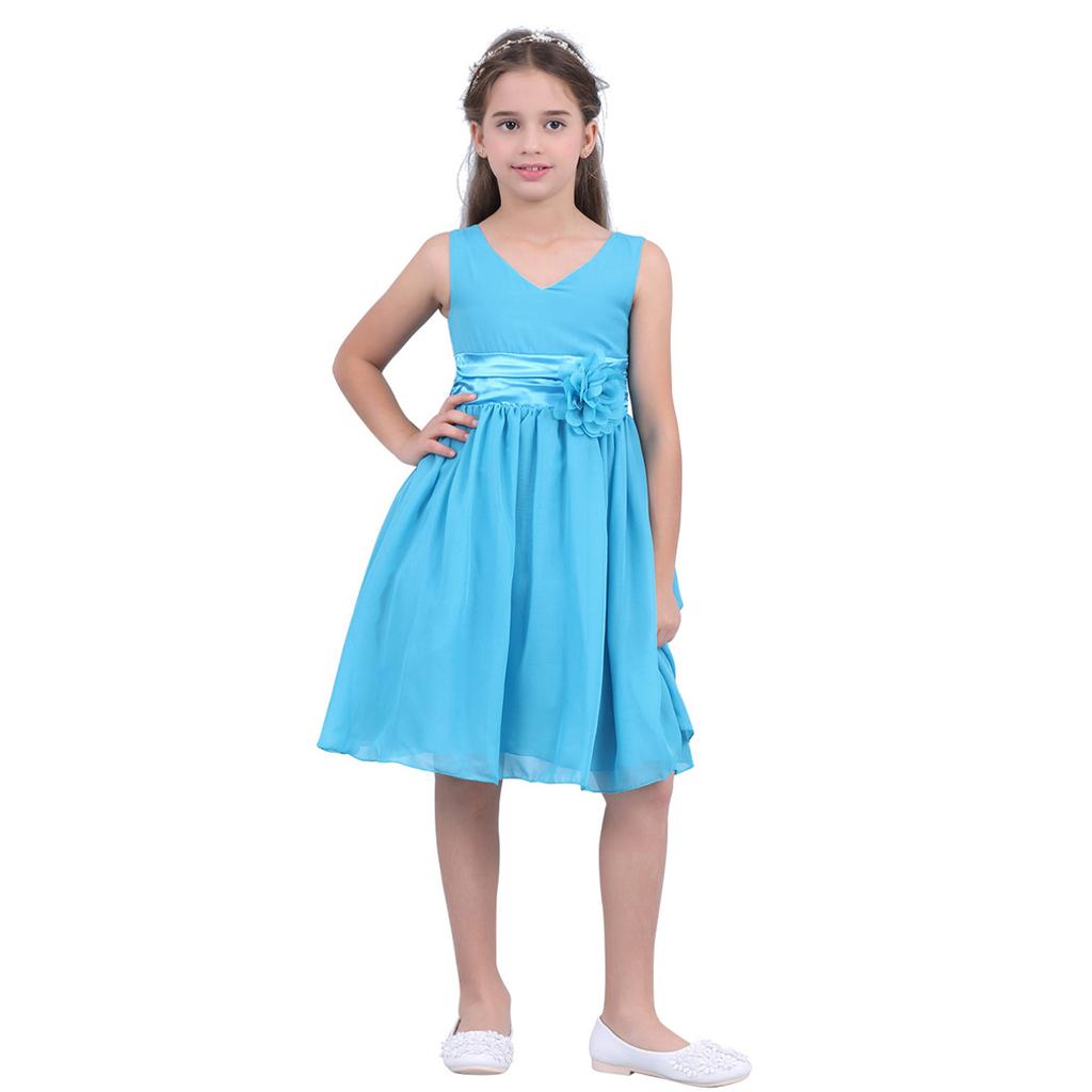 Kids Girls Ball Gown Prom Wedding Bridesmaid Chiffon Summer Party Dress