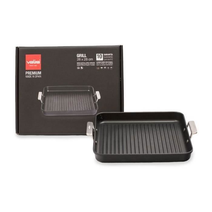Grill carré - Valira - Aire - Fonte d'aluminium - 28 x 28 cm - Antiadhésif multicouches