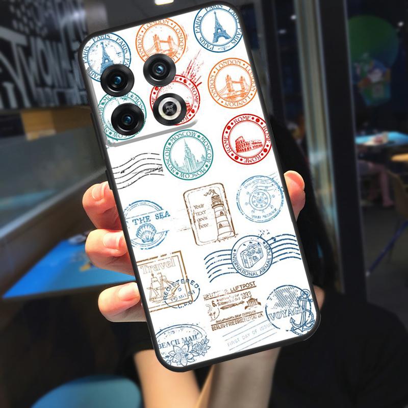 Ретро Открытка Штампы Паспорта Чехол Для OnePlus 12 12R 13 R 11 9 10 Pro 8T 9RT 10T OnePlus Nord N20 N30 CE 4 2 3 Lite