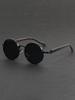 Individuality Anti-glare Sunglasses American Classic Metal Round Frame Sunglasses Punk Metal Wooden Leg