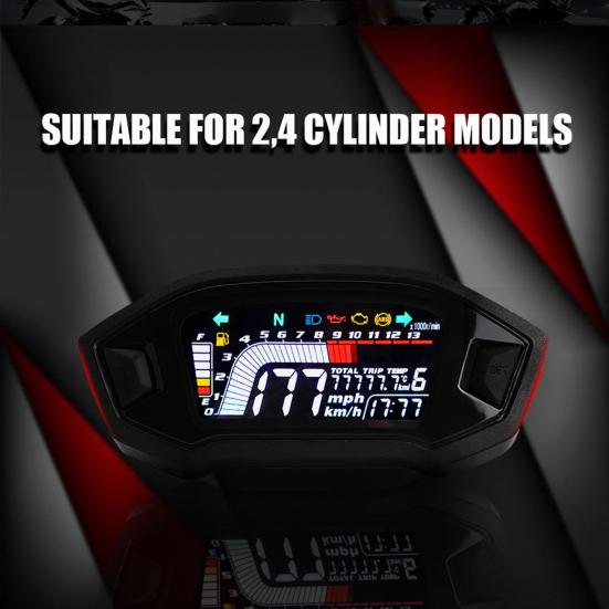Universal Motorcycle Meter LCD Display ABS Speedometer Odometer Water Temp Gauge for Safe Driving