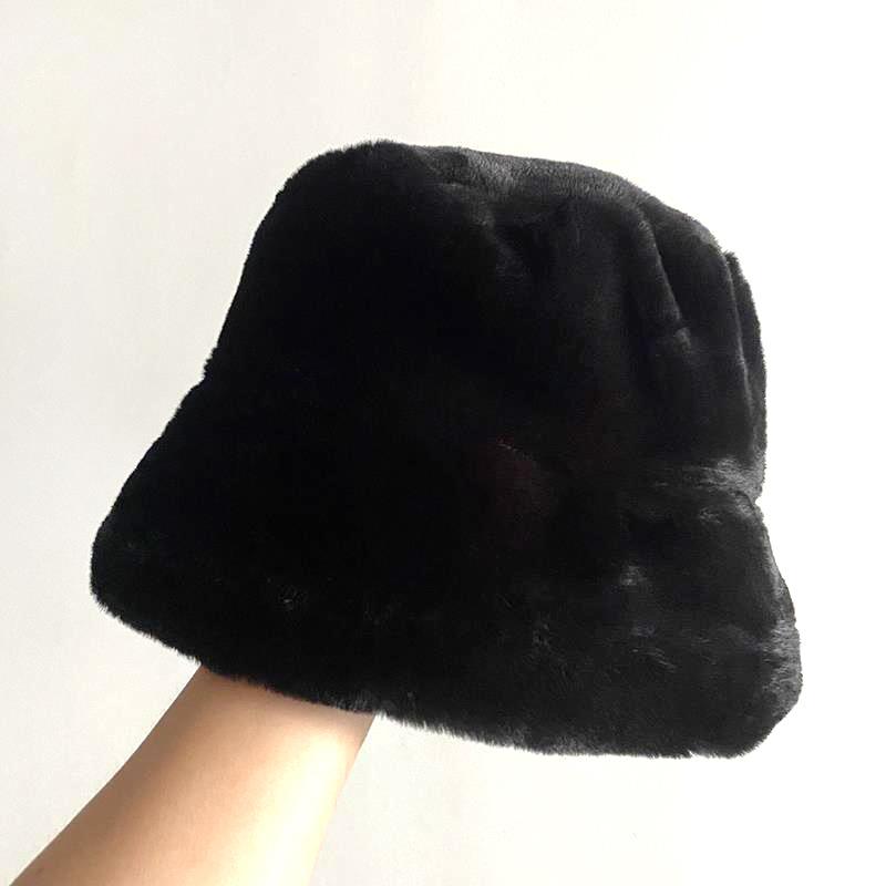 Зимняя шапка из искусственного меха кролика, толстая плюшевая шапка-ведро, женская универсальная, теплая и холодная