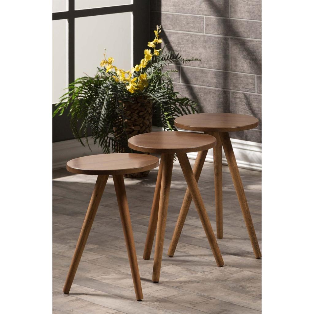 Столик для раскладывания 3 предмета Деревянный Оригинальный Точеная ножка Белый