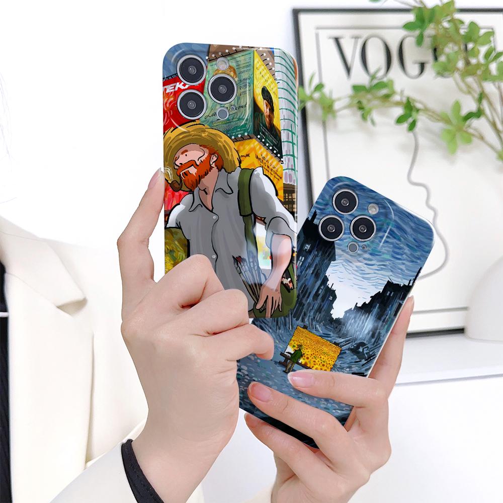 Чехол для телефона с масляной росписью для Samsung Galaxy S20 FE 5G A52 iPhone 11 15 Xiaomi Redmi VIVO OPPO Realme Huawei Infinix Противоударный ультратонкий жесткий чехол