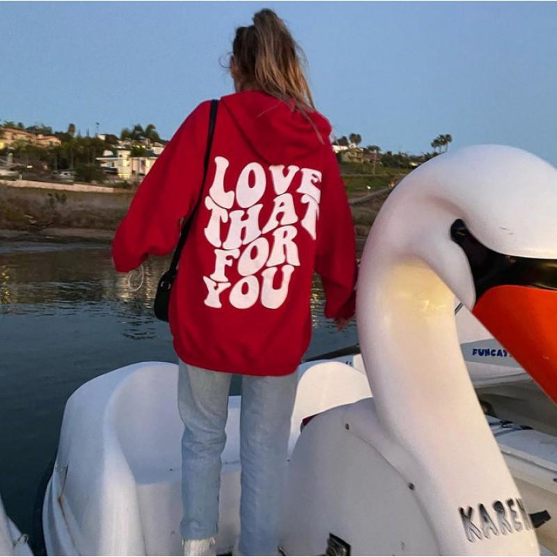 Womens Y2K Streetwear Hooded Oversized Long Sleeve Sweatshirt With Retro Letter Print Fall Winter