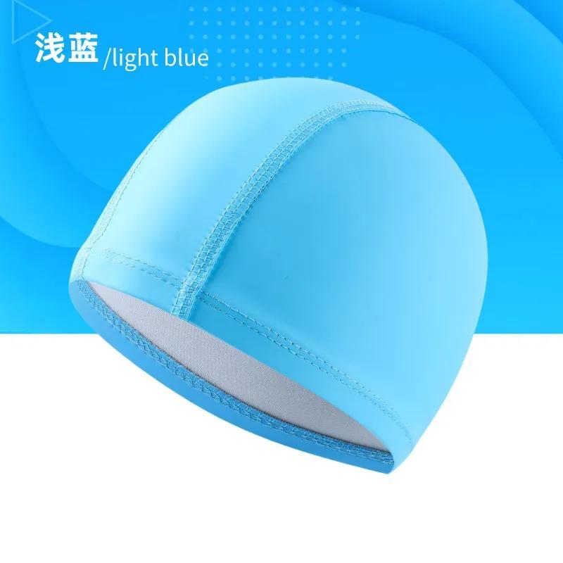 Водонепроницаемая шапочка для плавания из ПУ ткани для мужчин и женщин, шапка для бассейна, защита ушей, для длинных волос, банная шапочка, чехол для взрослых