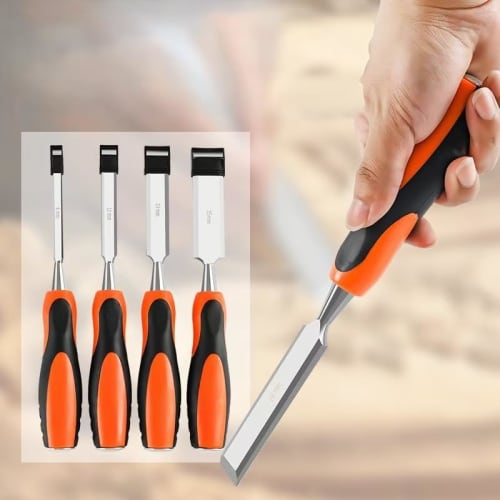 Woodworking Chisel Set, 4 Pieces, 6/12/19/25mm, for Carving, Chamfering, Carving, and Sill Grooves, DIY Tools, Carving, and Grooving Wood
