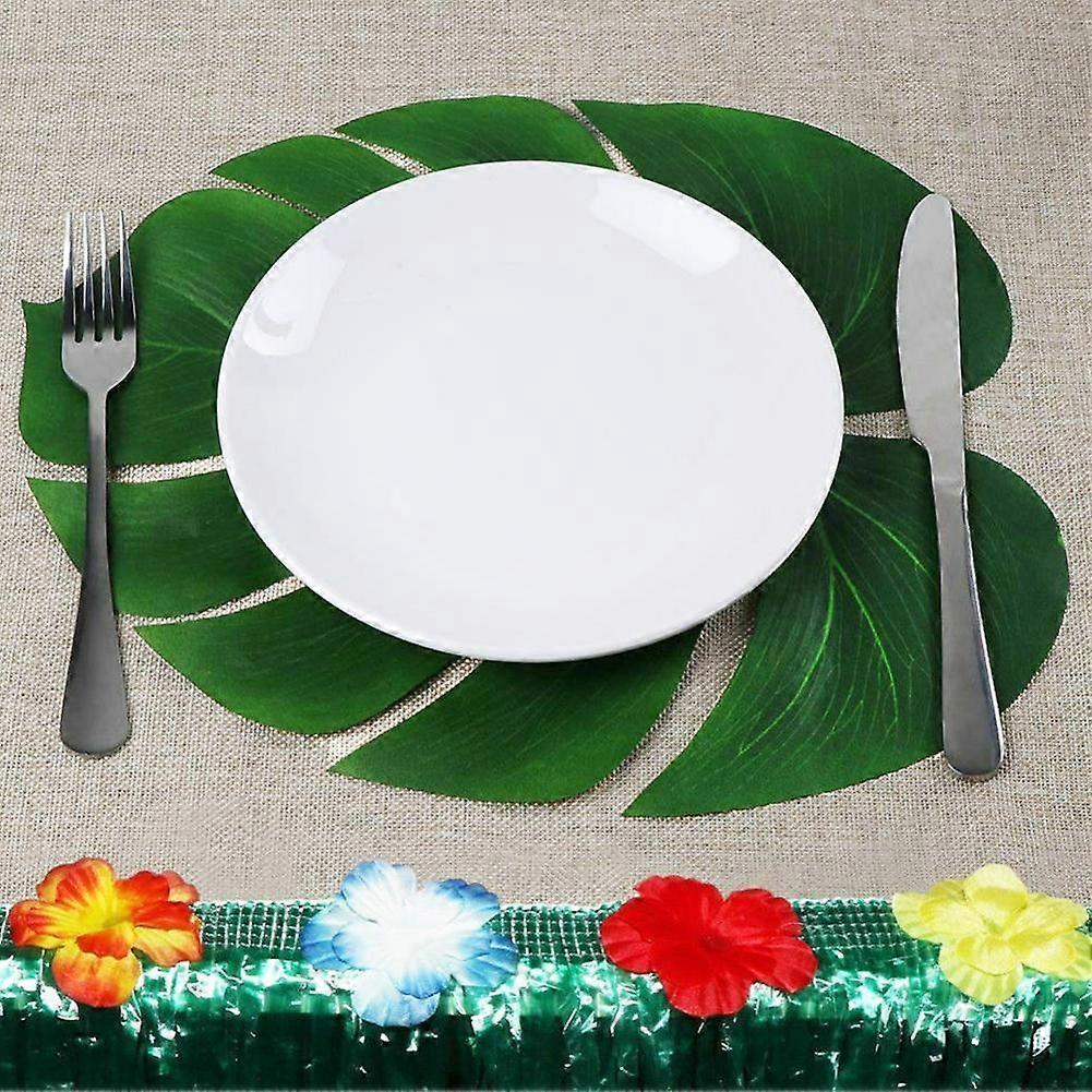 12x Green Artificial Tropical Monstera Leaf Fake Palm Table Decor W6Tczx P1K1