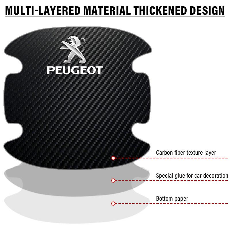 4 шт. Защитная наклейка на ручку двери автомобиля Эмблема Украшение автомобиля Стайлинг Для Peugeot 308 408 508 RCZ 208 3008 2008 206 207 108 406 407 408 206 207 208