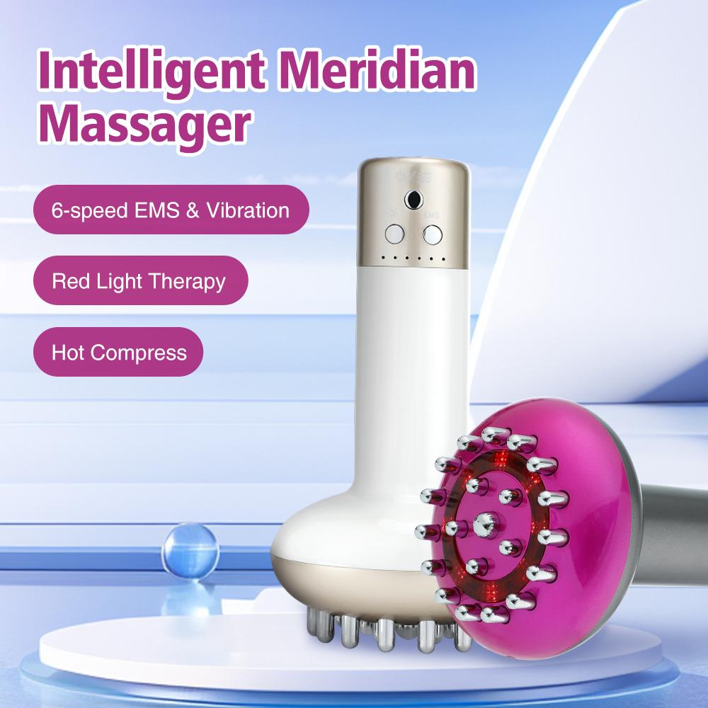 Электрический массажер для тела Meridian Brush, антицеллюлитный, гуаша, перезаряжаемый, нагревательный, скребковый, лимфодренажный аппарат, сжигатель жира