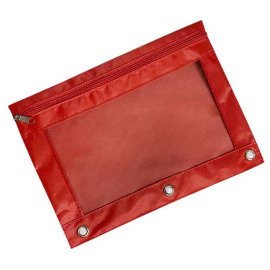 3 Holes Pencil Case Zipper Transparent Loose-Leaf Binder Oxford Cloth School Stationery File Storage Bag Office Supplies