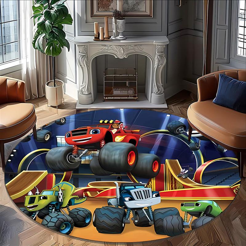 1pc Blaze and the Monster Machines Print Round Carpet Chair Round Carpet Suitable for Bedroom Living Room Home Decorative Carpet
