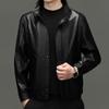 Yiliteng Men's Stand-Collar Leather Business Casual Jacket