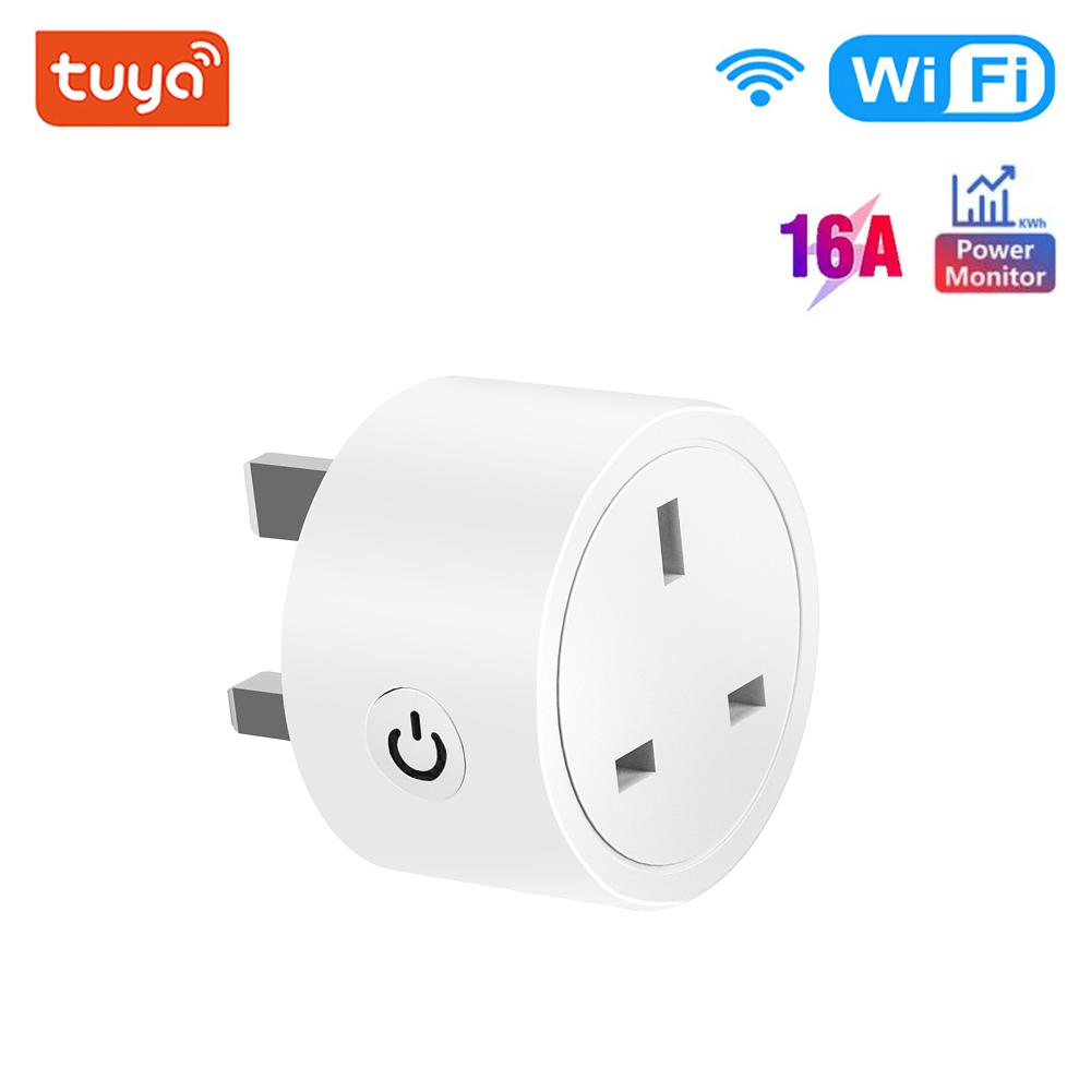 Tuya Wi-Fi 16a/20a UK умная розетка мини-умная розетка с дистанционным голосовым управлением с таймером энергомонитора умный дом Google Home Alexa