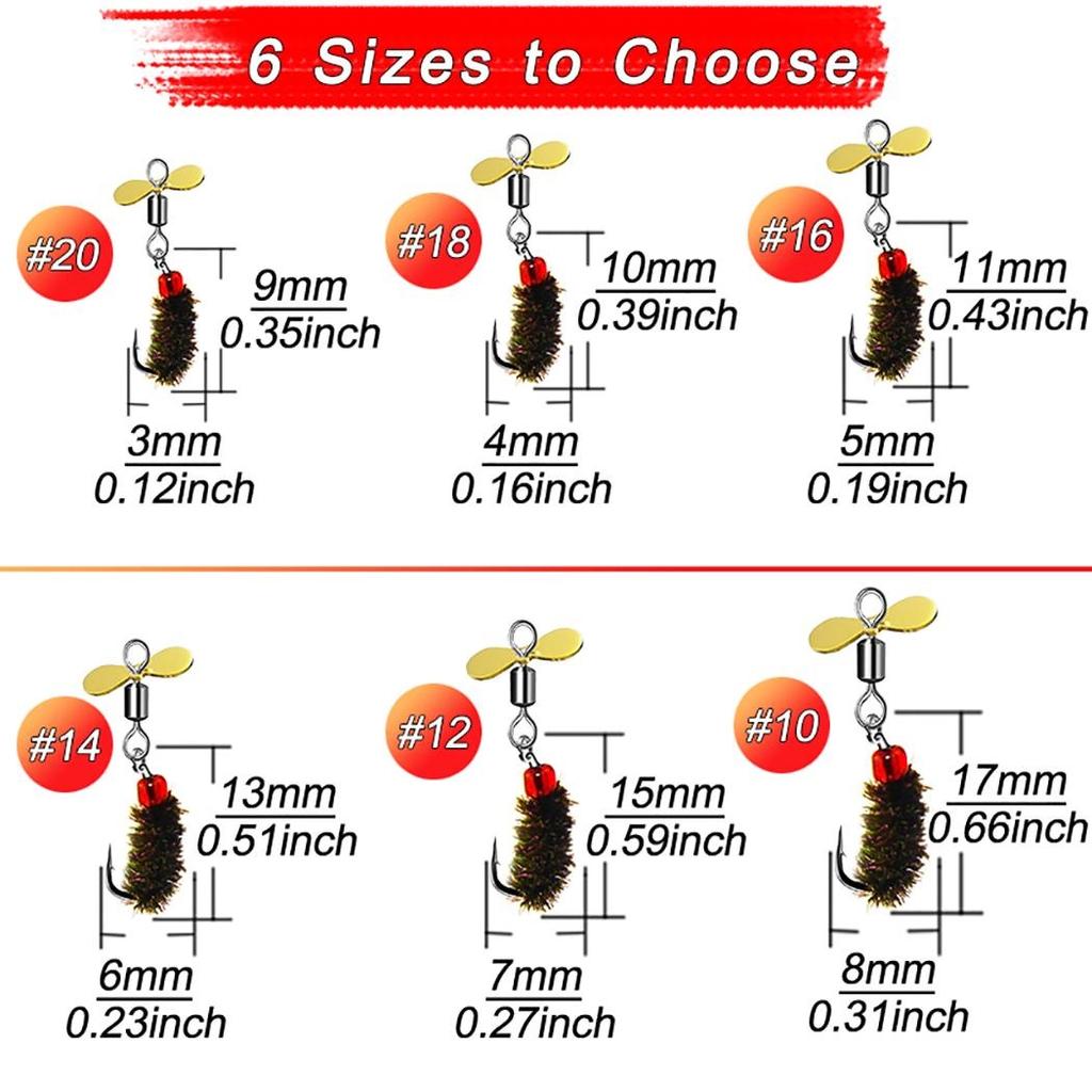 3/10Pcs/Box Flies Insect Decoy Bait Propeller Sequin Fishhook Trout Nymph Fly Fishing Insect Fishing Lure