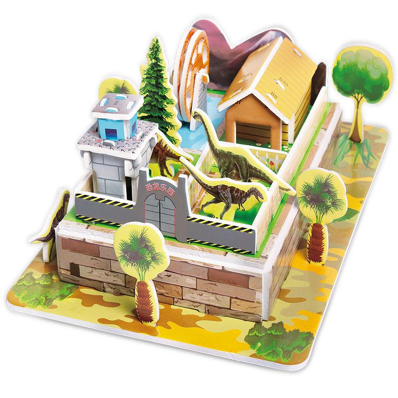 Cartoon Three-Dimensional Puzzle Children's Handmade DIY Toys Paper Card Villa Building Model Desktop Decoration