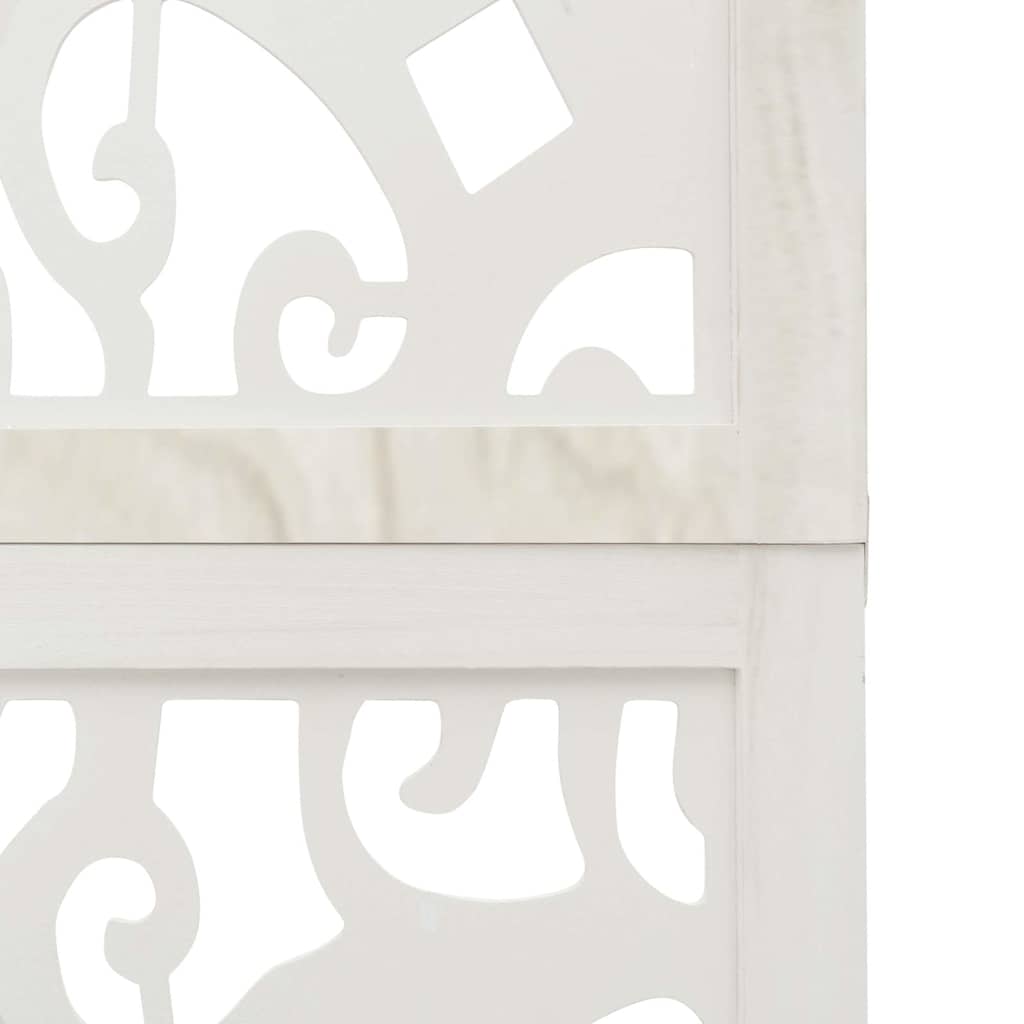 4 Piece Room Divider White Solid Paulownia Wood