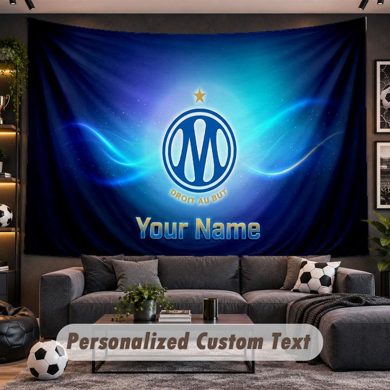 Wall Hanging Tapestry Custom NameOlympique Marseille FC Pattern Personalized Printed Fabric Wall Decor