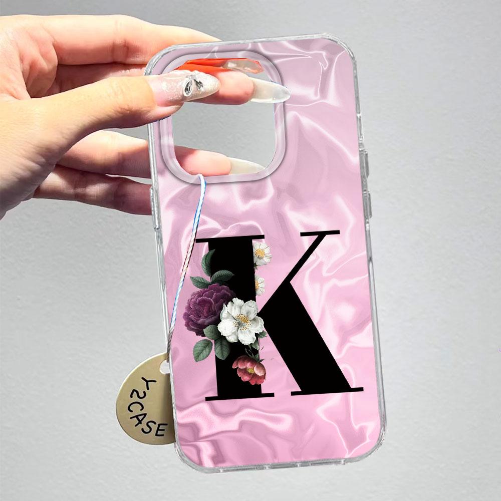 A-Z Черная Буква Пион Цветок Противоударный Чехол для Телефона Для Xiaomi Redmi A5 A3 A4 A1 A2 9A 9C 9 10 Силиконовый Парный Чехол Задняя Крышка